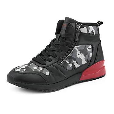 Imagem de Mazino Tênis masculino de cano baixo masculino casual com cadarço, Camuflagem preta (berilo), 42