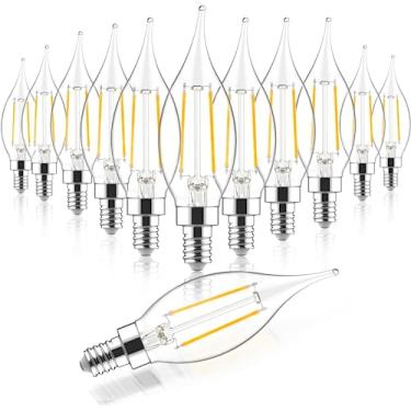 Imagem de Sengled Lâmpada de candelabro E12 equivalente a 60 W, lâmpada LED E12 regulável, base de candelabro de 450 lm, branco macio 2700K, base de candelabro com ponta de chama, 12 pacotes