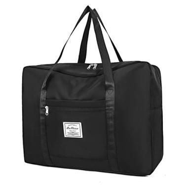Imagem de Adorila Bolsas de viagem, bolsa esportiva de ginástica para mulheres, bolsa de ombro para fim de semana com bolso (preto), Preto