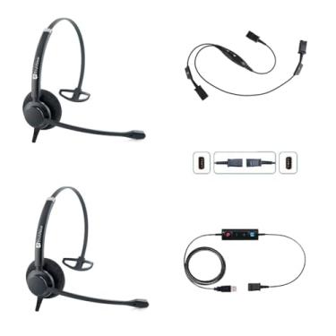 Imagem de TruVoice Solução de treinamento de fone de ouvido USB Agent para PC e softphones (inclui 2 fones de ouvido HD-100 com microfone com cancelamento de ruído, cabo USB e cabo Y de treinamento)