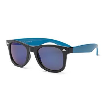 Imagem de Óculos de sol Real Shades Swag para adultos - 100% de proteção UVA UVB, lentes espelhadas de policarbonato, inquebráveis, estilo icônico dos anos 80 (preto/azul neon, lente espelhada azul)
