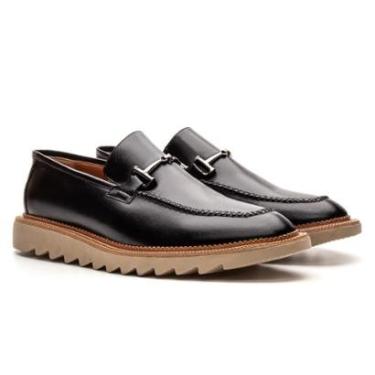 Imagem de Sapato Masculino Mocassim Casual Couro Confortável Loafer Tratorado Elegante Palermo Bi...