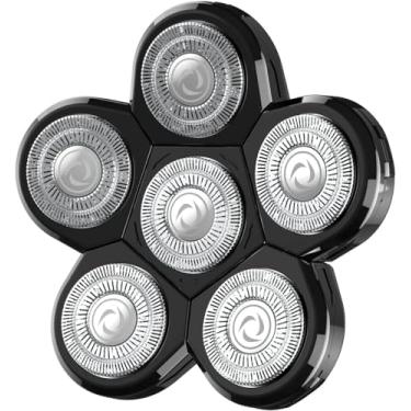 Imagem de Kibiy Lâminas de substituição para barbeadores de cabeça, barbeador de cabeça de 6 lâminas para homens carecas, barbeador elétrico de para o modelo MS-672