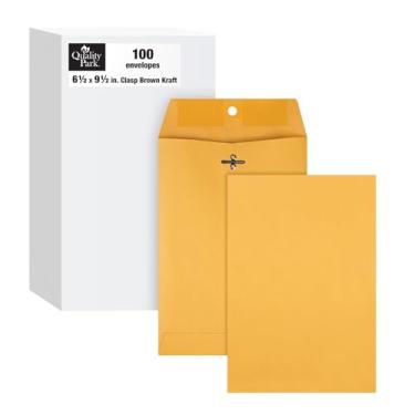 Imagem de Quality Park Envelopes de fecho de 16,5 x 24,5 cm, fecho e fechos de goma para armazenamento ou correio, papel kraft resistente de 14,5 kg, 100 por caixa (QUA37763)