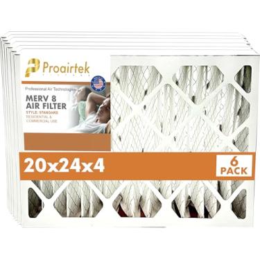 Imagem de Proairtek AF20244M08SWH modelo 20 x 24 x 4 pacote com 6 filtros de ar, MERV 8; ideal para quem deseja ar limpo e fresco em sua casa; oferece fluxo de ar e eficiência aprimorados; filtragem de alto
