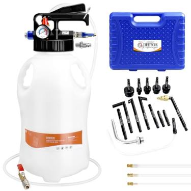 Imagem de JIFETOR Kit de ferramentas de extrator e dispensador pneumático de bomba de fluido de transmissão, conjunto de latas de óleo de 10L ATF e de enchimento de óleo de evacuador com adaptadores ATF de 15 peças, mangueira de 1 m para transferência de fluidos de garagem e loja de óleo de engrenagem