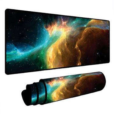 Imagem de Novo Mouse Pad Gamer Deskpad Speed Extra Grande Borda Costurada Profissional Varios Tamanhos - Nebulosa Dourado (120X60)