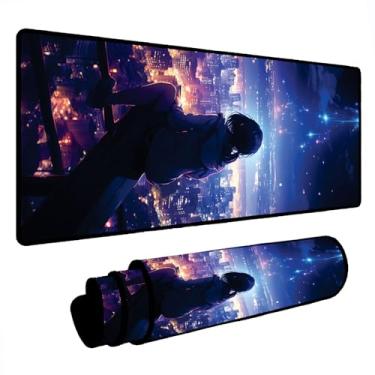 Imagem de Novo Mouse Pad Gamer Deskpad Speed Extra Grande Borda Costurada Profissional Varios Tamanhos - Menina Paisagem (80X40)