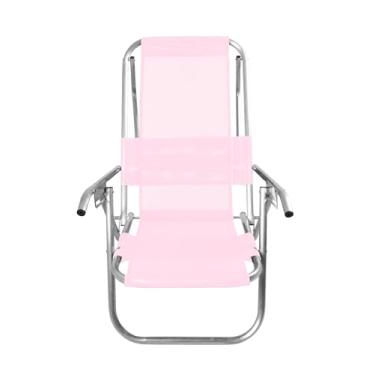 Imagem de CADEIRA DE PRAIA ALUMÍNIO DEITAR ALTA 5 POSIÇÕES 110KG (ROSA)