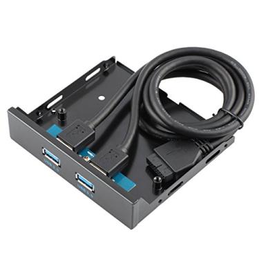 Imagem de chenyang HUB USB 3.0 Cabeçalho do painel frontal 19/20 pinos macho 1 a 2 USB 3.0 fêmea adaptador de cabo de extensão de porta do cabeçalho da placa principal para PC 8.9 cm compartimento flexível