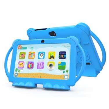 Imagem de Tablet infantil Android 14, tablet de 7 polegadas para crianças, 4 GB de RAM, 32 GB ROM, tablet infantil com capa, processador quad-core, tela IPS de 1024 x 600, controle parental, câmera dupla