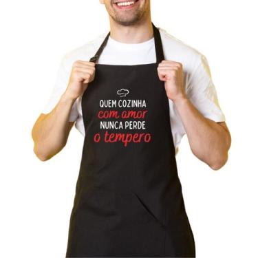 Imagem de Avental De Cozinha Churrasqueiro Preto Cozinha Com Amor - Cine Couple