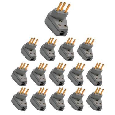 Imagem de Kit 15 Plug Macho 20A Ilumi Cabo Gigante bipolar 2P+T 250V, Cinza