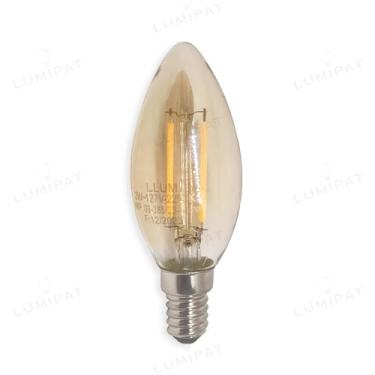 Imagem de Lâmpada para lustre base E14 em LED de Filamento Vela Âmbar 2W 2200K 127V