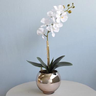 Imagem de Arranjo de Orquídea Branca Artificial no Vaso Rose Gold - FORMOSINHA