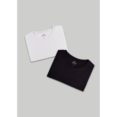 Imagem de Kit Com 2 Camisetas Masculinas Básicas - Hering, M, Branco, Preto