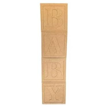 Imagem de Cubos Baby Mdf 4 Unidades Chá Revelação Chá De Bebe - Ana Decorações