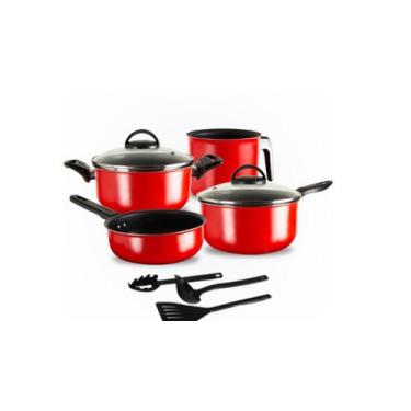 Imagem de Conjunto Panelas Teflon 07 Peças Vermelho - Aluminio Marpal, Conjunto,