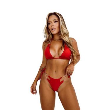 Imagem de Biquíni fio dental corrente blogueira - GZ, Vermelho, M