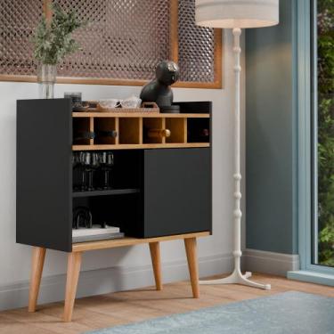 Imagem de Aparador Buffet Bar Retro Florença Com Adega / Suporte Pés Palito - Pr