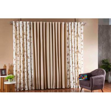 Imagem de Cortina Sala E Quarto 4,80M X 2,50M Estampada Borboletas - Mtr Enxovai