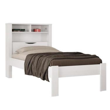 Imagem de Cama de Solteiro Madeira Com Baú Invicta Santos Andirá Branco - SANTOS