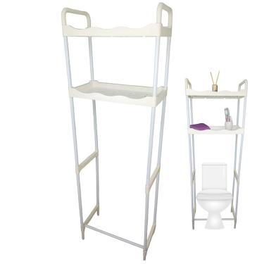 Imagem de Rack Estante Banheiro 2 Prateleiras Vaso Sanitario Casa Lavandeira Cozinha Pratico Arma...
