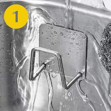Imagem de Kit Suporte Para Esponja Em Aço Inox Adesivo À Prova D'água - IstoSim,