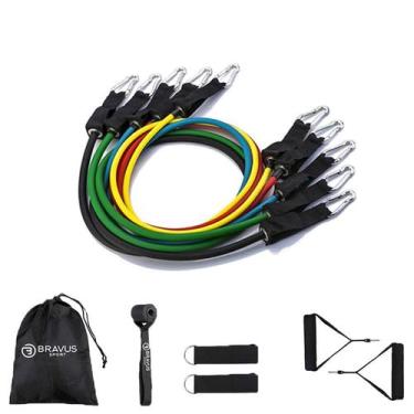 Imagem de Kit Tubing Premium 11 Peças Elásticos Extensores Bravus Sport