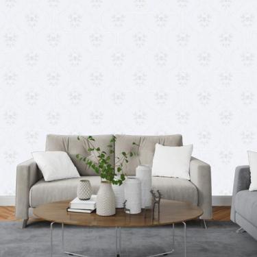 Imagem de Papel de Parede Clássico Fantine Cinza ou Branco - Rolo com 10 Metros 