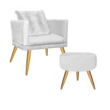 Imagem de Kit Poltrona Com Almofada e Puff Lucia Confort Sala Recepção Escritóri