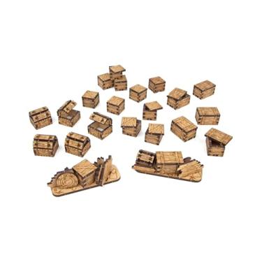 Imagem de TowerRex Box & Chest Crate Obstacles DND Furniture Terrain - Accessories for Dungeons & Dragons, Pathfinder, Warhammer - Tabletop Wargaming Miniatures, RPG Fantasy Battle mat 28mm Scale Scenery
