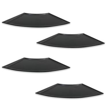 Imagem de Kit C/4 Prato Leque Japonês Sushi Sashimi Tray Preto Liso - AC