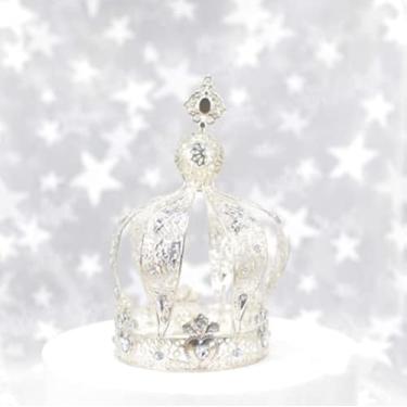 Imagem de YADIRF Crown Creative Metal Cake Topper Accessory For Wedding Birthday Prince Themed Christmas Baby Shower Party Supplies (Silver)