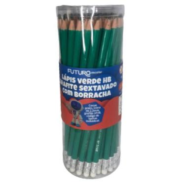 Imagem de Lapis Preto Grafite Sextavado Verde com Borracha Caixa 72 un - Futuro 
