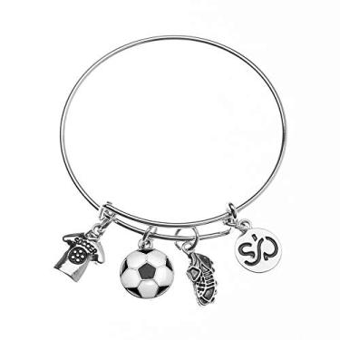 Imagem de Pulseira de futebol Infinity Collection, pingente de bola de futebol, bracelete de futebol - de futebol