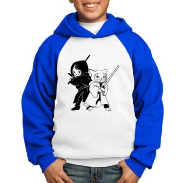 Imagem de Moletom Infantil Gatos Jedi - Foca na Moda, Branco, Azul, 12