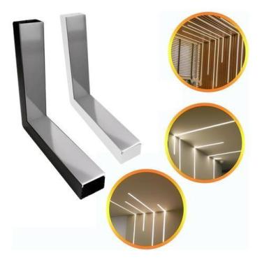 Imagem de Cantoneira Junção Emenda L Perfil Led Embutir E Sobrepor - VLED, Preto