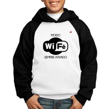 Imagem de Moletom Infantil Modo Wi-Fé sempre ativado - Foca na Moda, Branco, Pre
