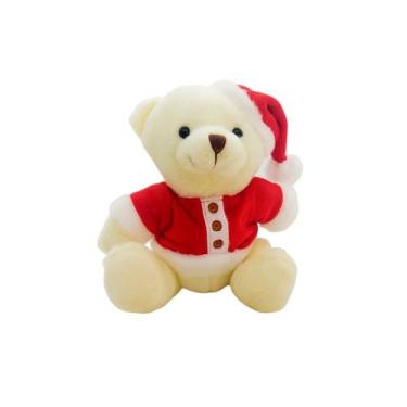 Imagem de Urso de Pelúcia de Natal - Gorro Noel - Branco - 1 unidade - Cromus - 