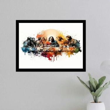 Imagem de Quadro Santa Ceia Moderna - Aquarela 33x24cm - com vidro - Quadros On-