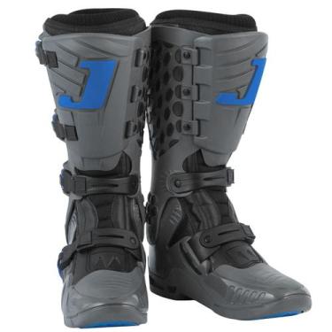 Imagem de Bota Motocross Feminino Masculino Adulto Jett Lite, Cinza, Azul, 38