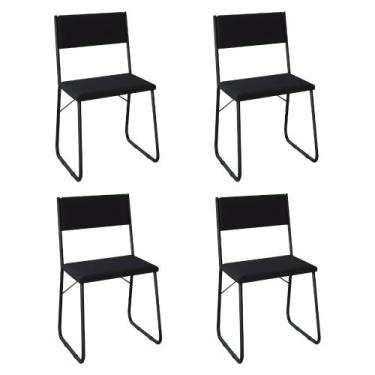 Imagem de Kit 4 Cadeiras de Jantar Angra Estofadas - Preta - NEW GREEN, PRETO