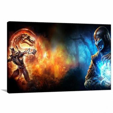 Imagem de Quadro Mortal Kombat Scorpion e Subzero Tela em Tecido - Wall Frame