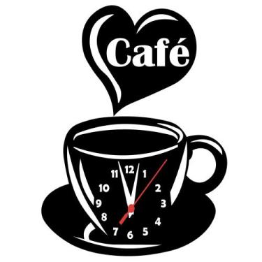 Imagem de Relógio de Parede Xícara Café Decoração de Interiores MDF - RR Corte a