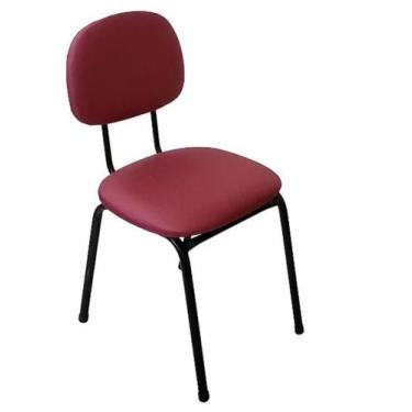 Imagem de Cadeira Secretaria Fixa Palito Tecido Facto Manicure - For-ty, BORDÔ