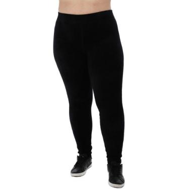Imagem de Calça Plus Size Feminina Anistia Fuso Veludo Cotele Preta, Preto, G3
