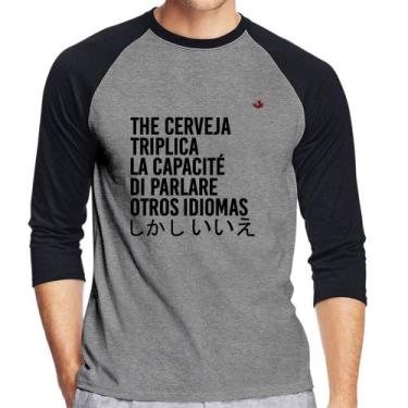 Imagem de Camiseta Raglan The cerveja triplica la capacité di parlare otros idio