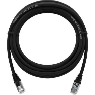 Imagem de Cabo de Rede Patch Cord Cat5e 100% Cobre Blindado Preto 6 Metros - Cab