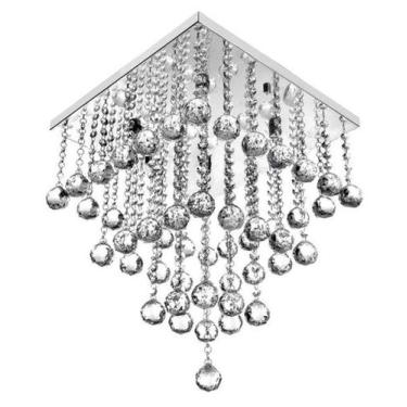 Imagem de Lustre De Cristal Com 40Cm, Para Hall de Entrada, Com Base Espelhada 3